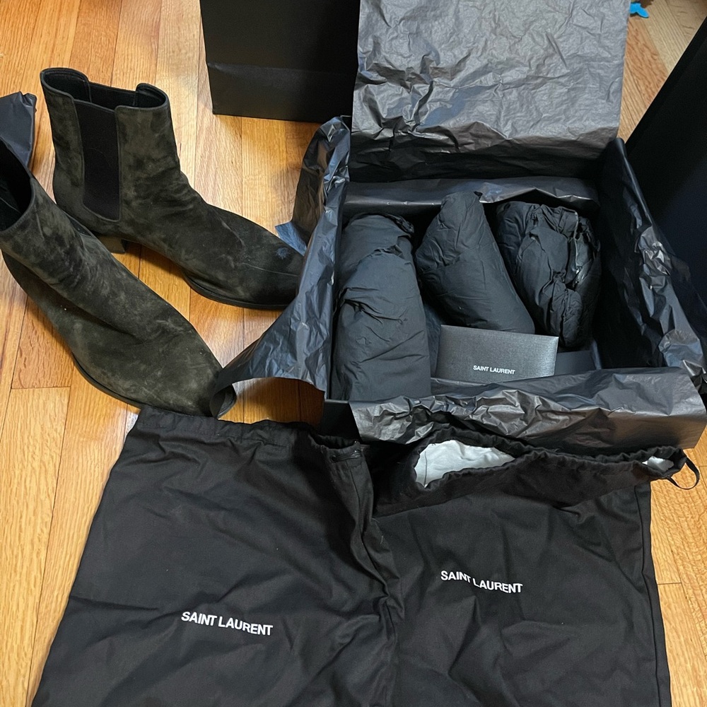 Saint Laurent Men's Black Suede Boots